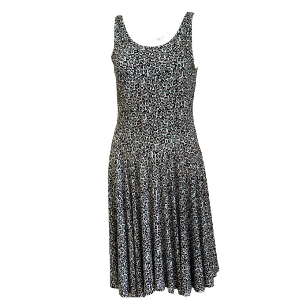 Nicole Miller New York Women's XL Sleeveless‎ Leopard Print Midi Dress